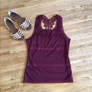 NWT Romeo & Juliet Couture Sexy Burgundy Lace Top
